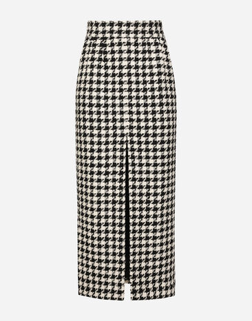 ${brand} Long macro-houndstooth skirt ${colorDescription} ${masterID}