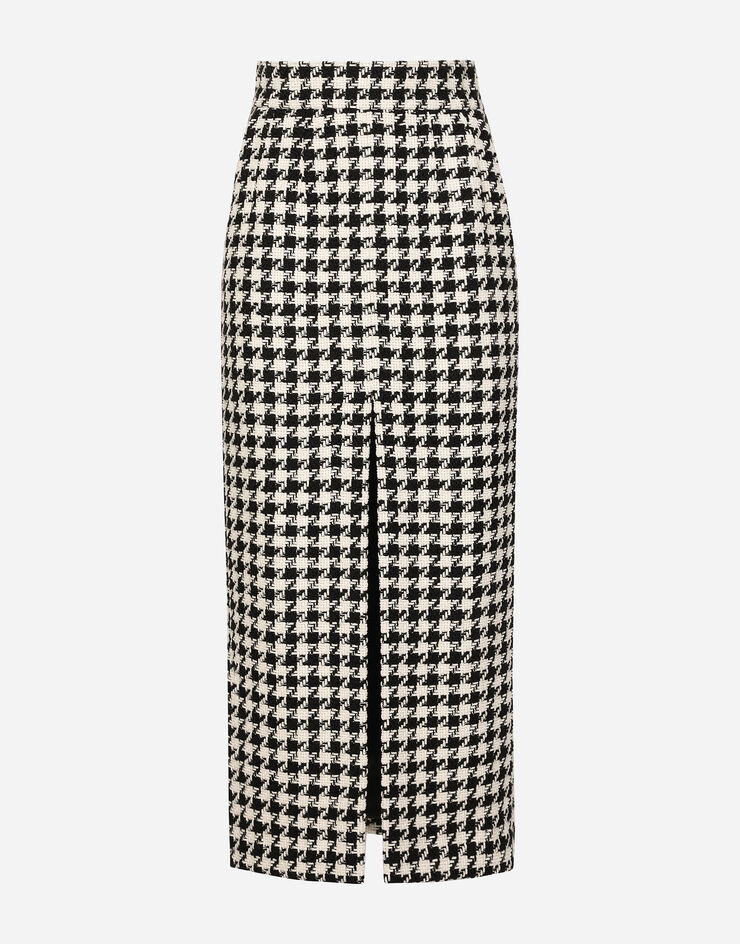 Dolce & Gabbana Long macro-houndstooth skirt Multicolor F4CWVTFQ3F0