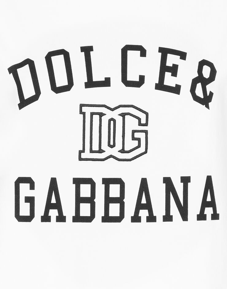 Dolce & Gabbana Jersey T-shirt with Dolce&Gabbana logo embroidery and lettering White F8V09ZGDCNV