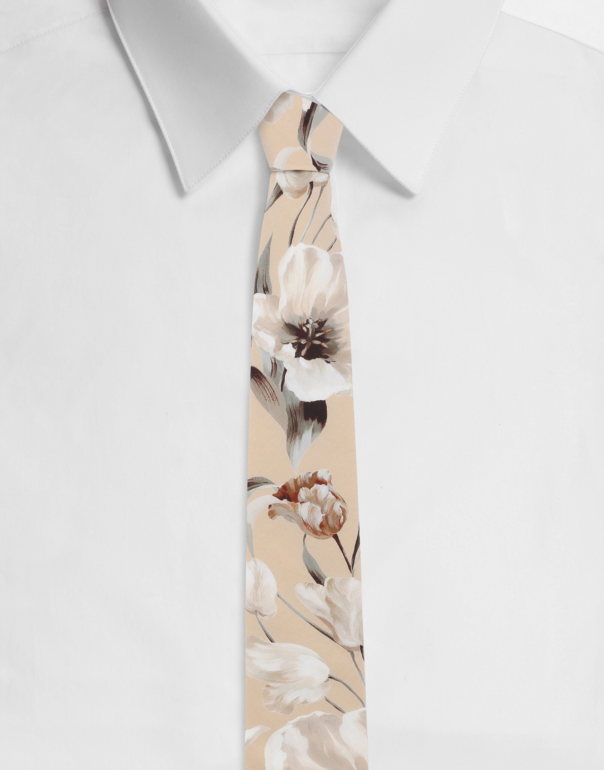 Dolce & Gabbana Cravate en popeline à imprimé fleurs Multicolore G5LY0DG8LA5