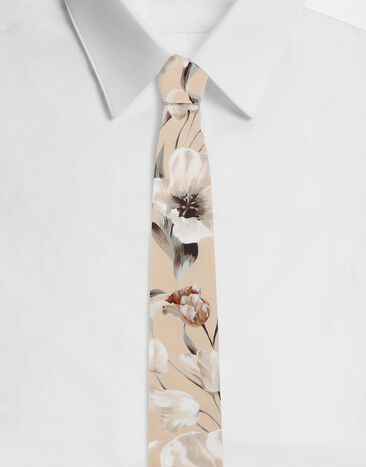 Dolce & Gabbana Krawatte aus Popeline Blumenprint Drucken GT149EG1S82