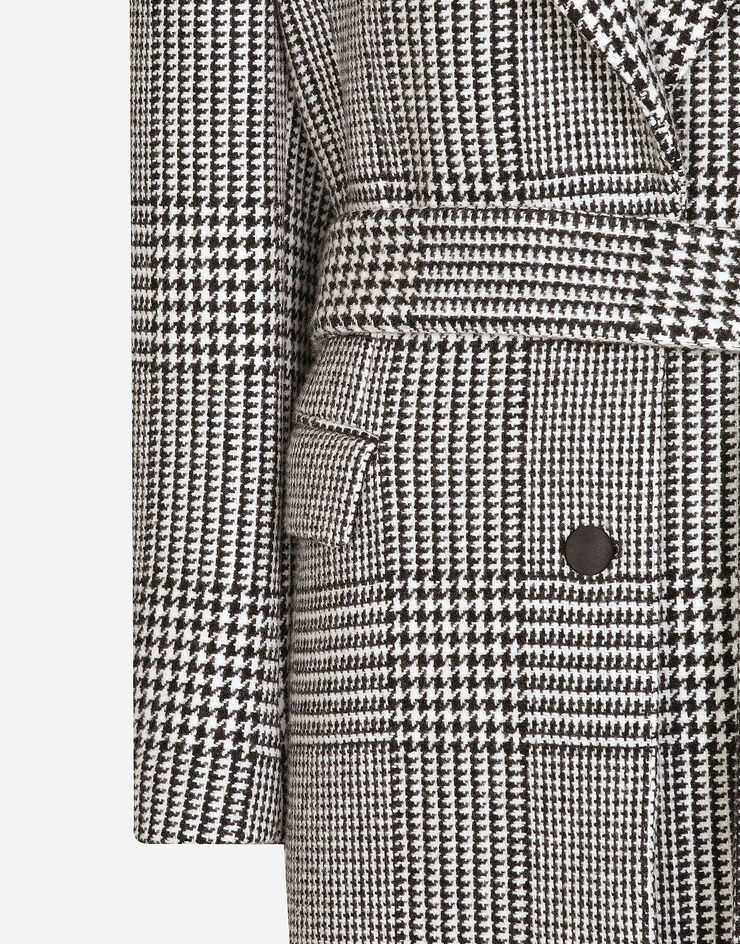 Dolce & Gabbana Single-breasted houndstooth check coat with belt Multicolor F0W2ATFQMKH