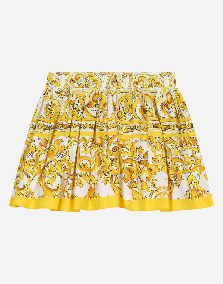 Dolce & Gabbana Falda de popelina con estampado Maiolica amarillo Imprima L25I20FI5JY