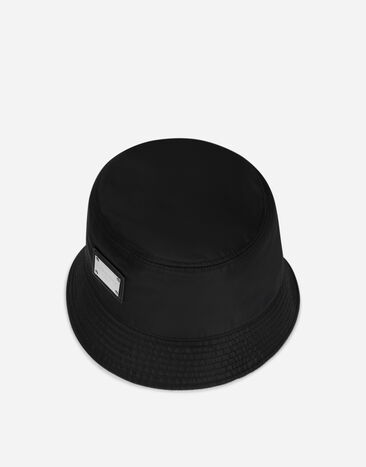 Dolce & Gabbana Sombrero de pescador de nailon con placa con logotipo Negro GH701AGF853