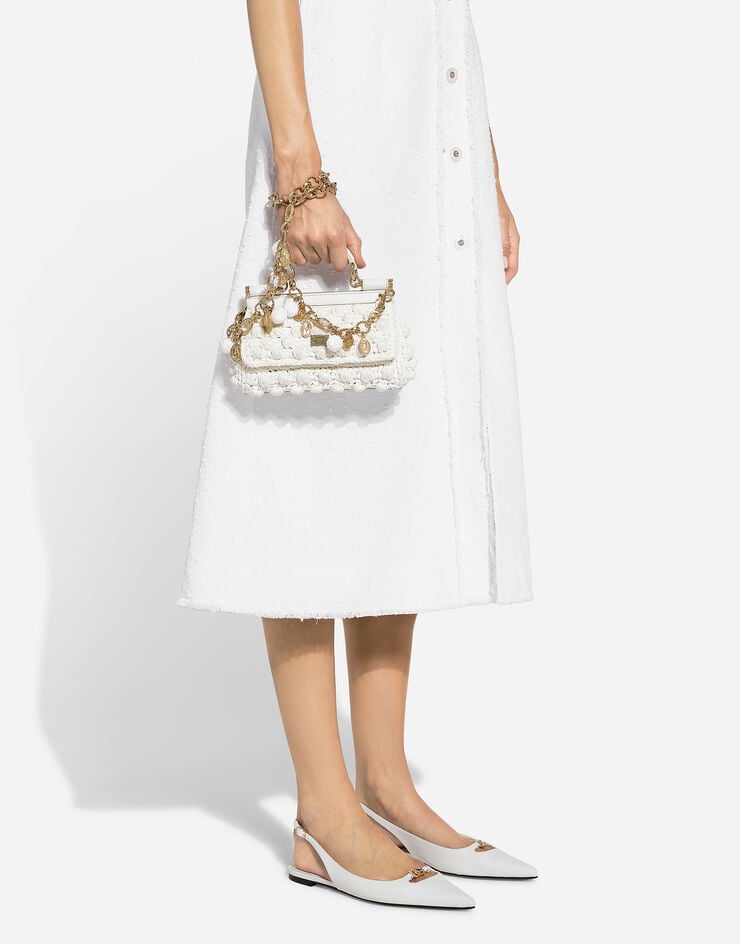 Dolce & Gabbana فستان بطول للربلة من تويد راشيل قطني أبيض F6JJRTHUMT9