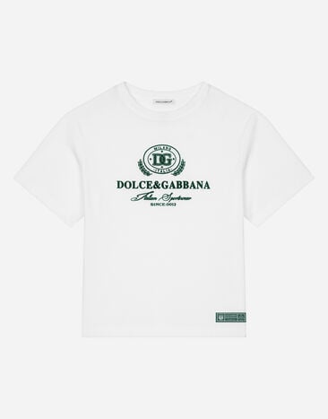 Dolce & Gabbana Jersey T-shirt with Dolce&Gabbana logo Black EP0097AQ970