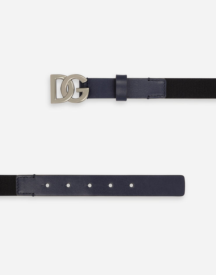 Dolce & Gabbana Calfskin and elasticated belt Blue EC0086AQ616