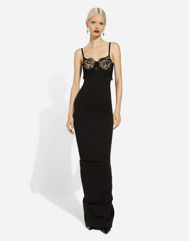 Dolce & Gabbana 束身设计 Punto Milano 平纹针织长款连衣裙 黑 F6DBUTFUGPO