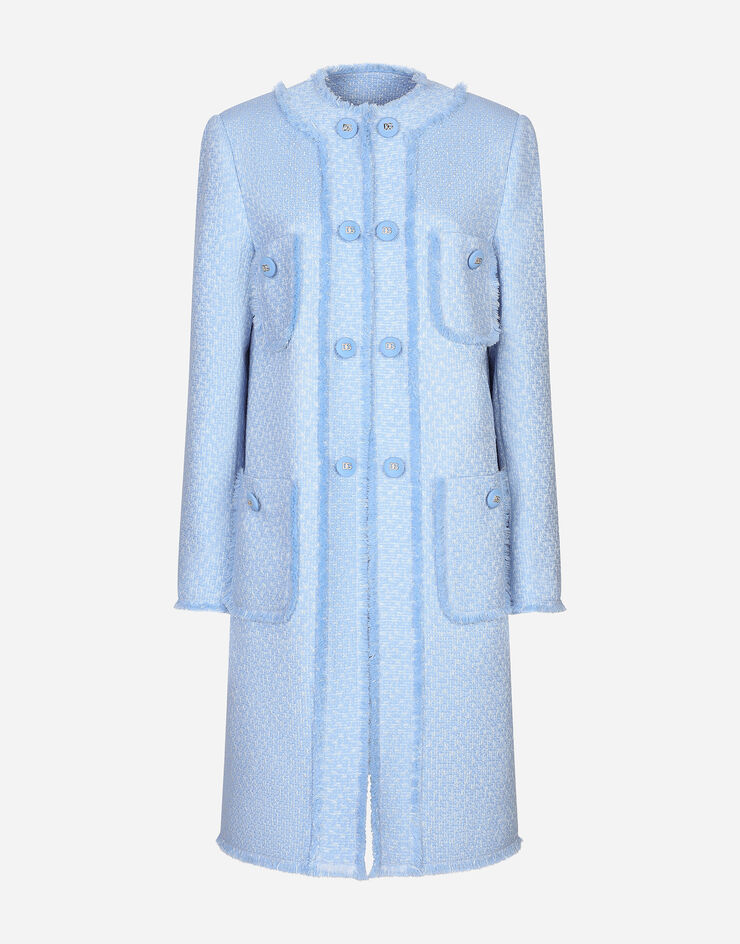 Dolce & Gabbana Single-breasted raschel tweed coat Azure F0C3UTHUMUA