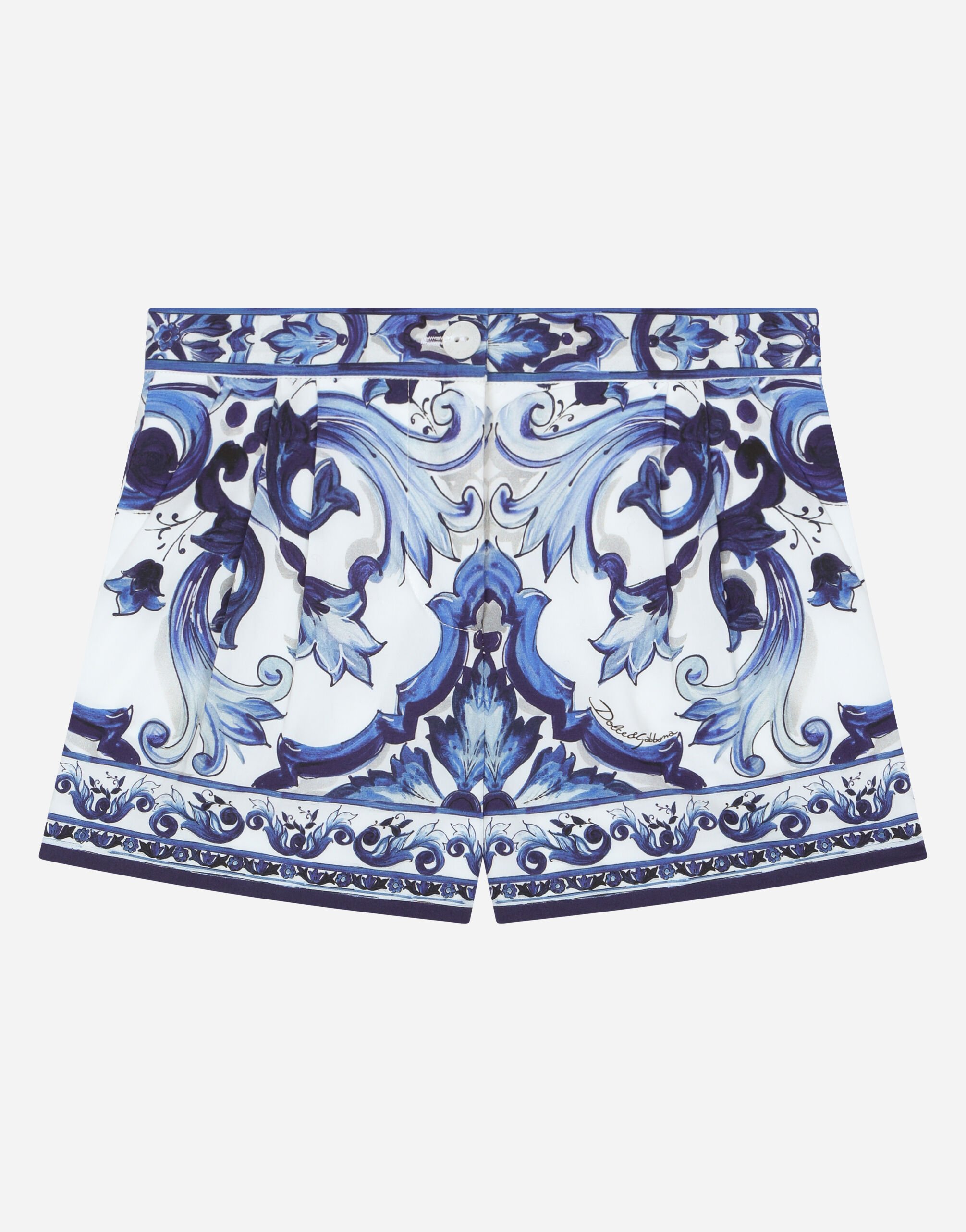 ${brand} Majolica-print poplin shorts ${colorDescription} ${masterID}