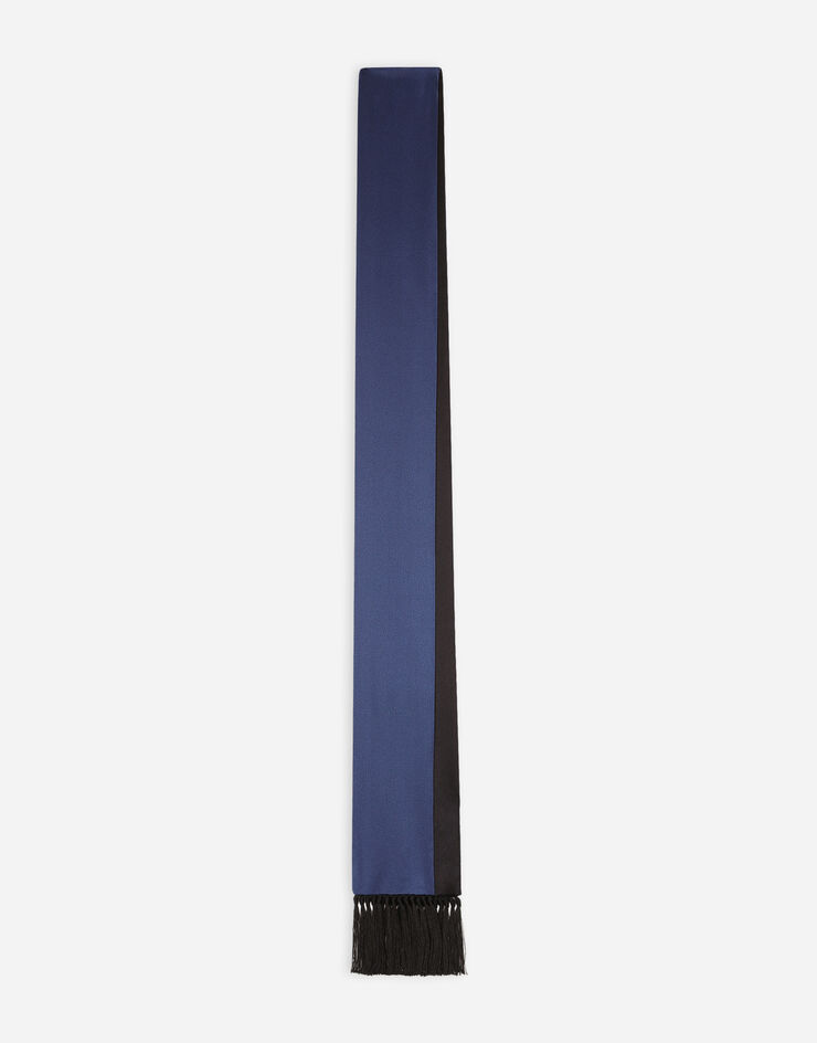Dolce & Gabbana Écharpe en satin de soie à franges Bleu GQ344EFU1AU