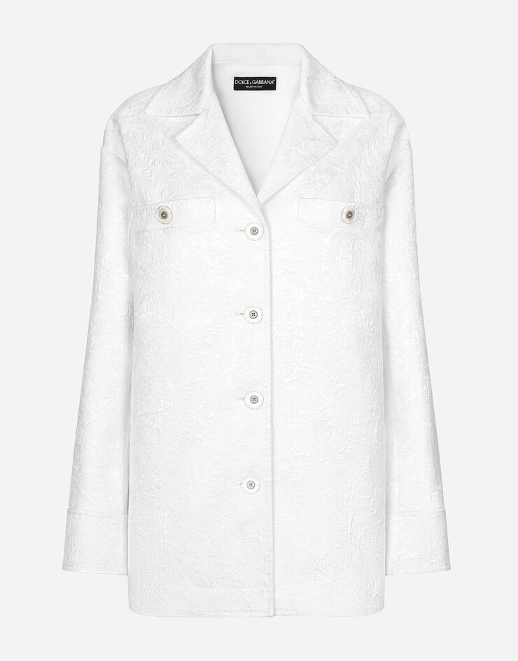 Dolce & Gabbana ブロケード シングルブレスト ショートコート ホワイト F0E1XTFJTBV