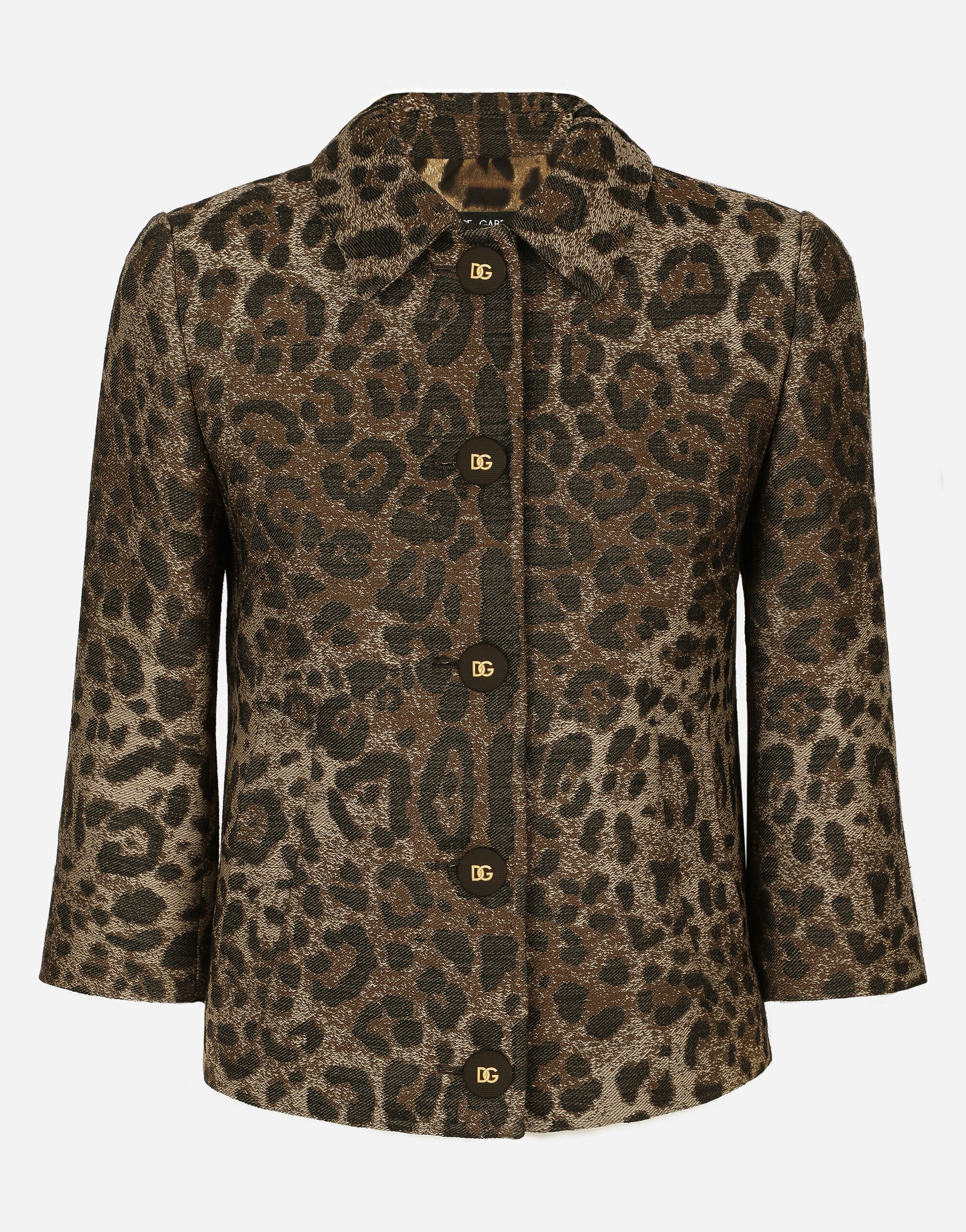 Dolce & Gabbana Wool jacquard Gabbana jacket with leopard design Beige BB6711AV893