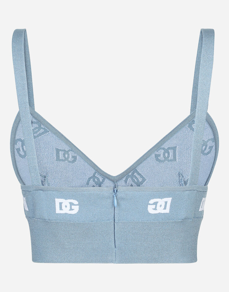 Dolce & Gabbana Top soutien-gorge en viscose avec logo DG en jacquard Bleu Ciel FXT05TJFMGT