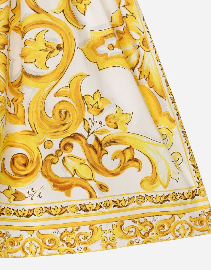 Dolce & Gabbana Robe en popeline à imprimé majoliques jaunes Imprimé L53DM9G7J6K