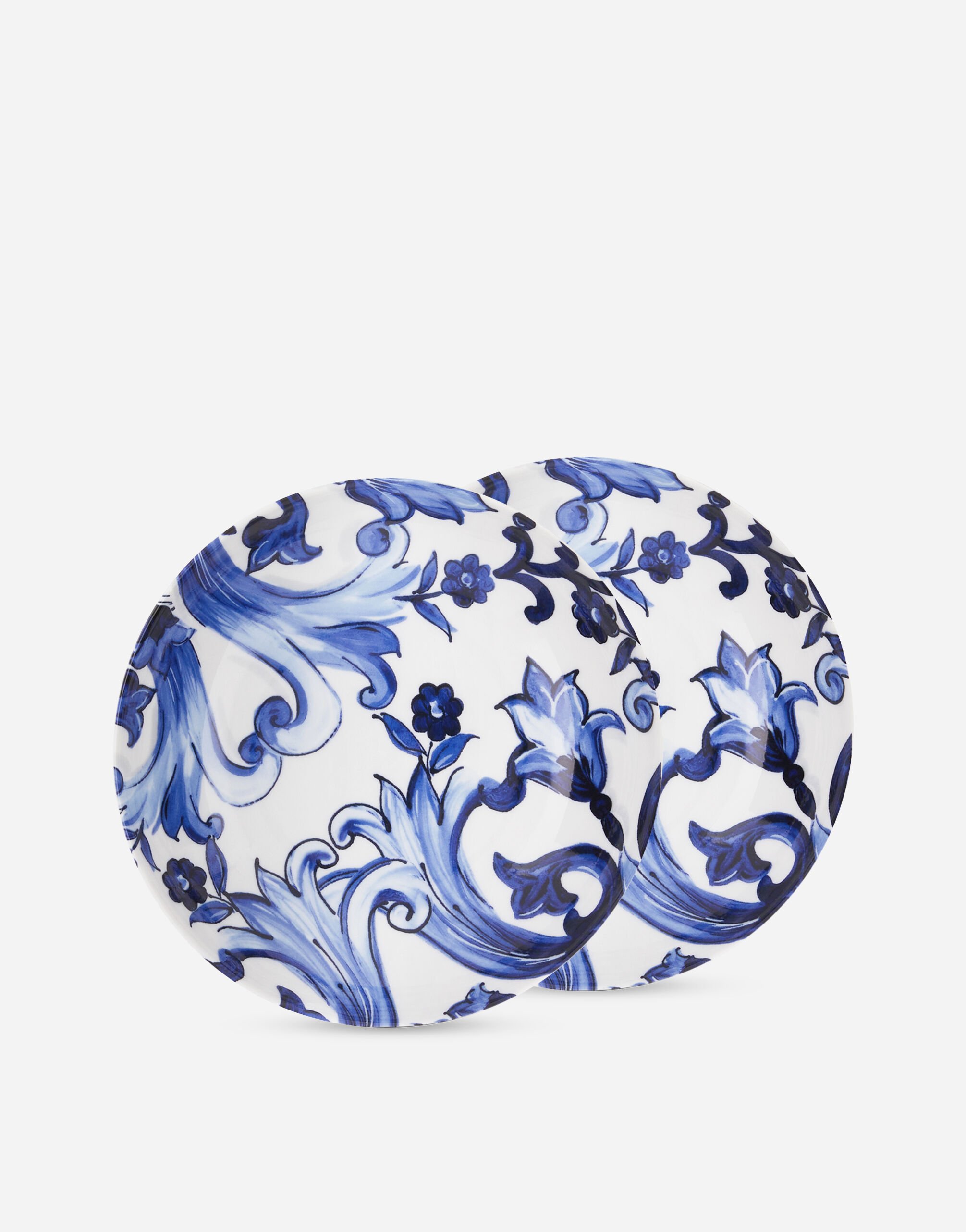 Dolce amp; Gabbana set of two tile-print porcelain soup plates - Blue