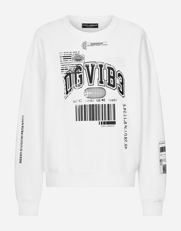 Dolce & Gabbana Felpa in jersey stampa DGVIB3 e logo Bianco G9AQVTG7K3H
