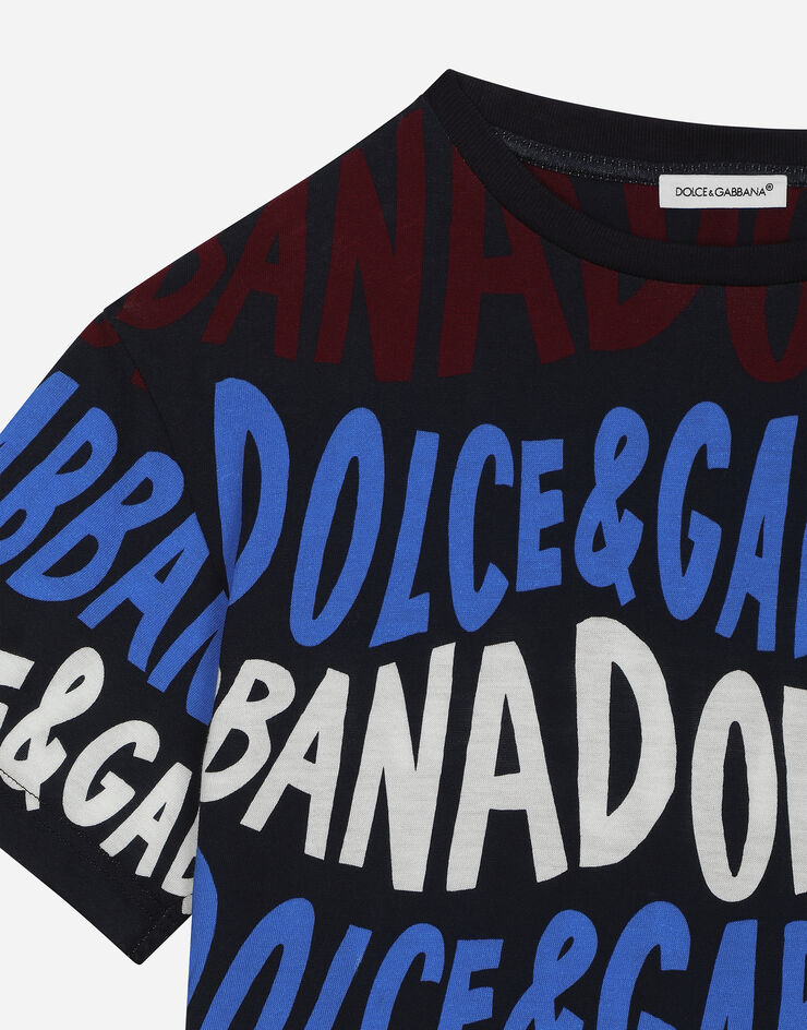 Dolce & Gabbana T-shirt in jersey con stampa logo Dolce&Gabbana Blu L4JTHVHS7OY