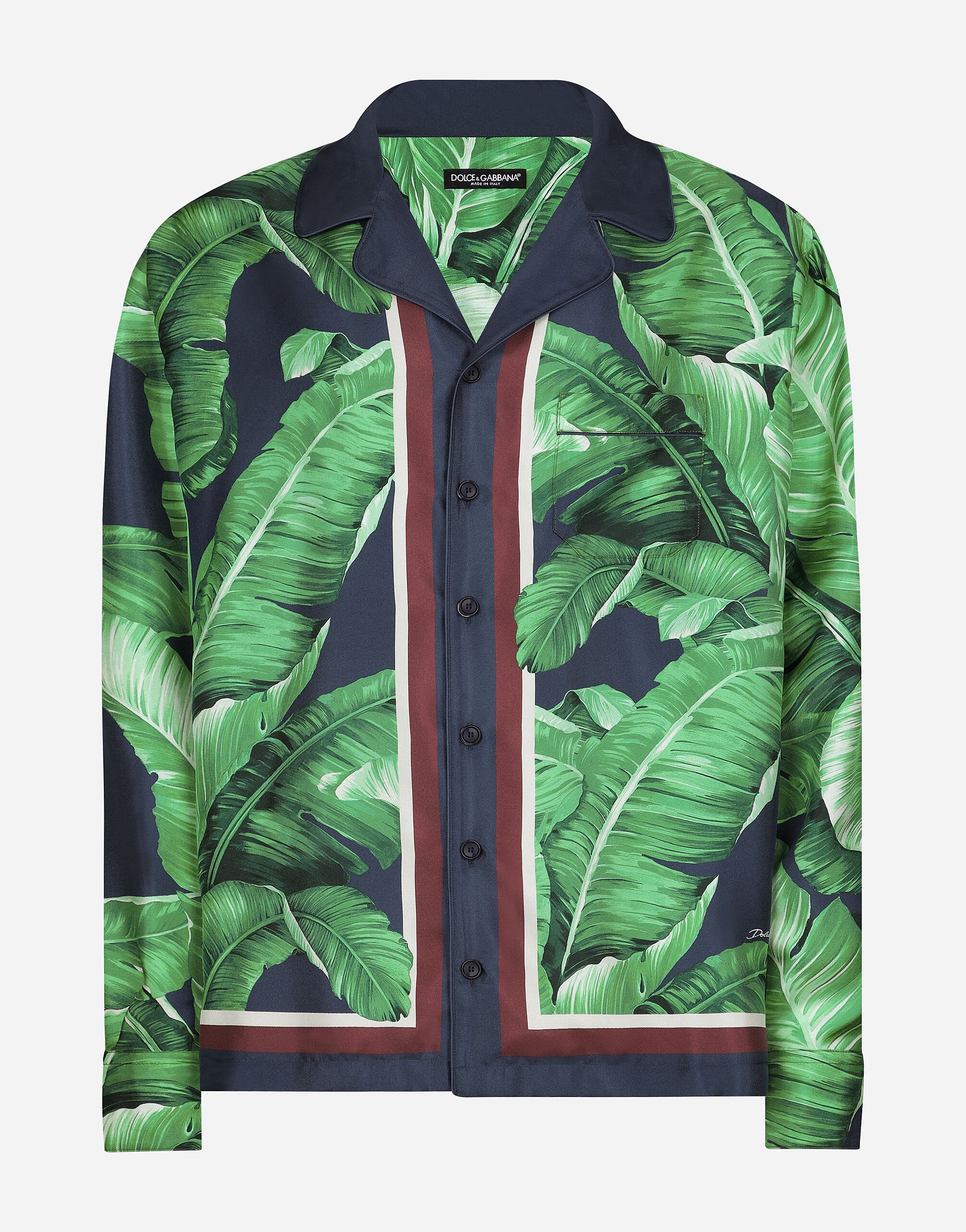 ${brand} Banana-tree-print silk shirt ${colorDescription} ${masterID}
