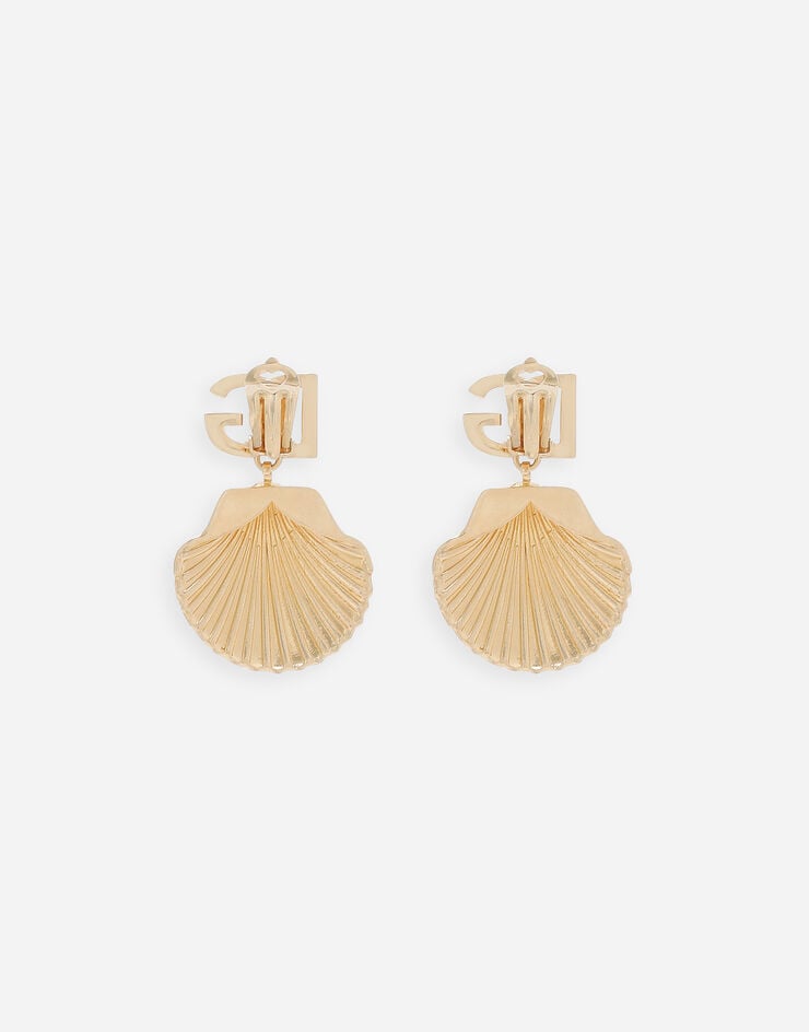 Dolce & Gabbana Earrings with rhinestone-detailed shell and DG logo Gold WEQ6A5W1111