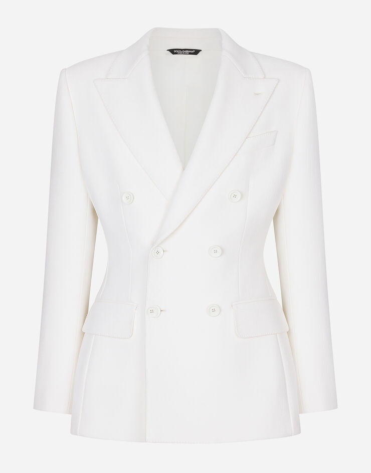 Double-breasted stretch wool crepe Dolce-fit jacket in Dolce&Gabbana® White | US for