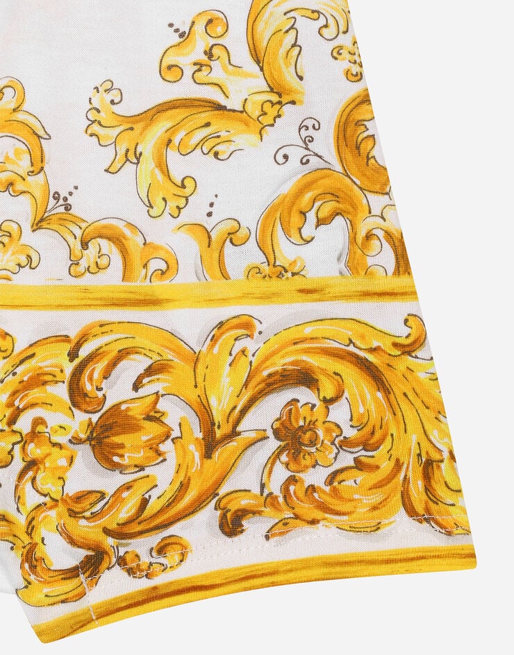 Dolce & Gabbana Pelele de punto con estampado Maiolica amarillo y logotipo Dolce&Gabbana Imprima L2JOY2II7DI
