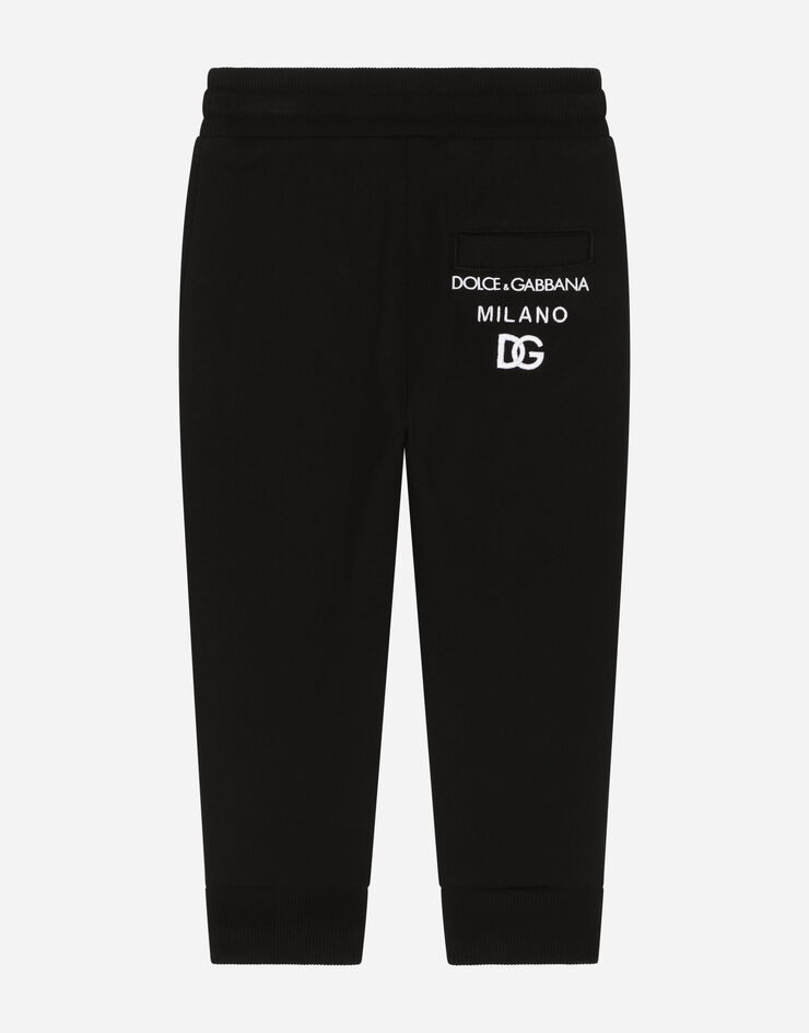 DolceGabbanaSpa Pantaloni jogging in jersey con ricamo logo Black L4JPT0G7E5R