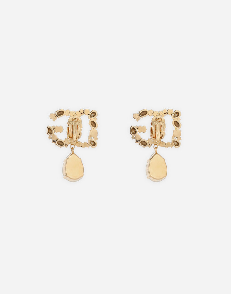 Dolce & Gabbana Boucles d’oreilles avec logo DG et pendentif goutte en strass Doré WEQ6L6W1111