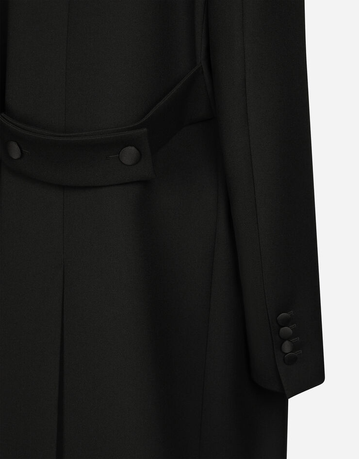 Dolce & Gabbana Long manteau de smoking croisé en double gabardine de laine Noir F0W2HTFU272