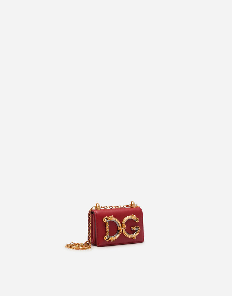 Dolce & Gabbana DG Girls micro bag in plain calfskin Red BI1398AW070