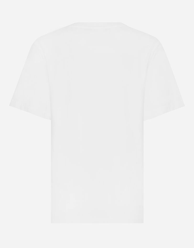 Dolce & Gabbana T-shirt en jersey avec lettering et logo Dolce&Gabbana brodé Blanc F8V09ZGDCNV