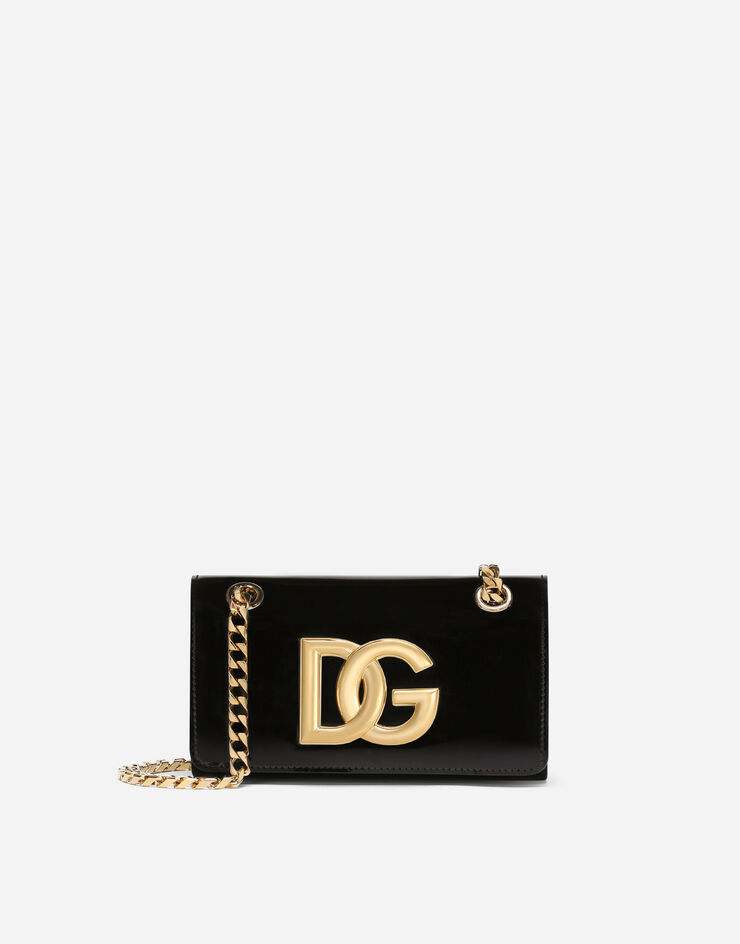 Dolce & Gabbana حقيبة هاتف 3.5 من جلد عجل مصقول أسود BI3152A1037