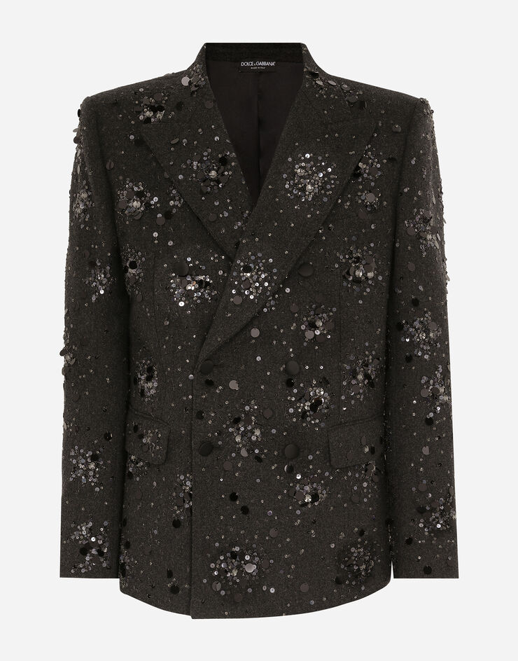 Dolce & Gabbana Double-breasted embroidered wool Sicilia-fit jacket Multicolor G2QU4ZGI579