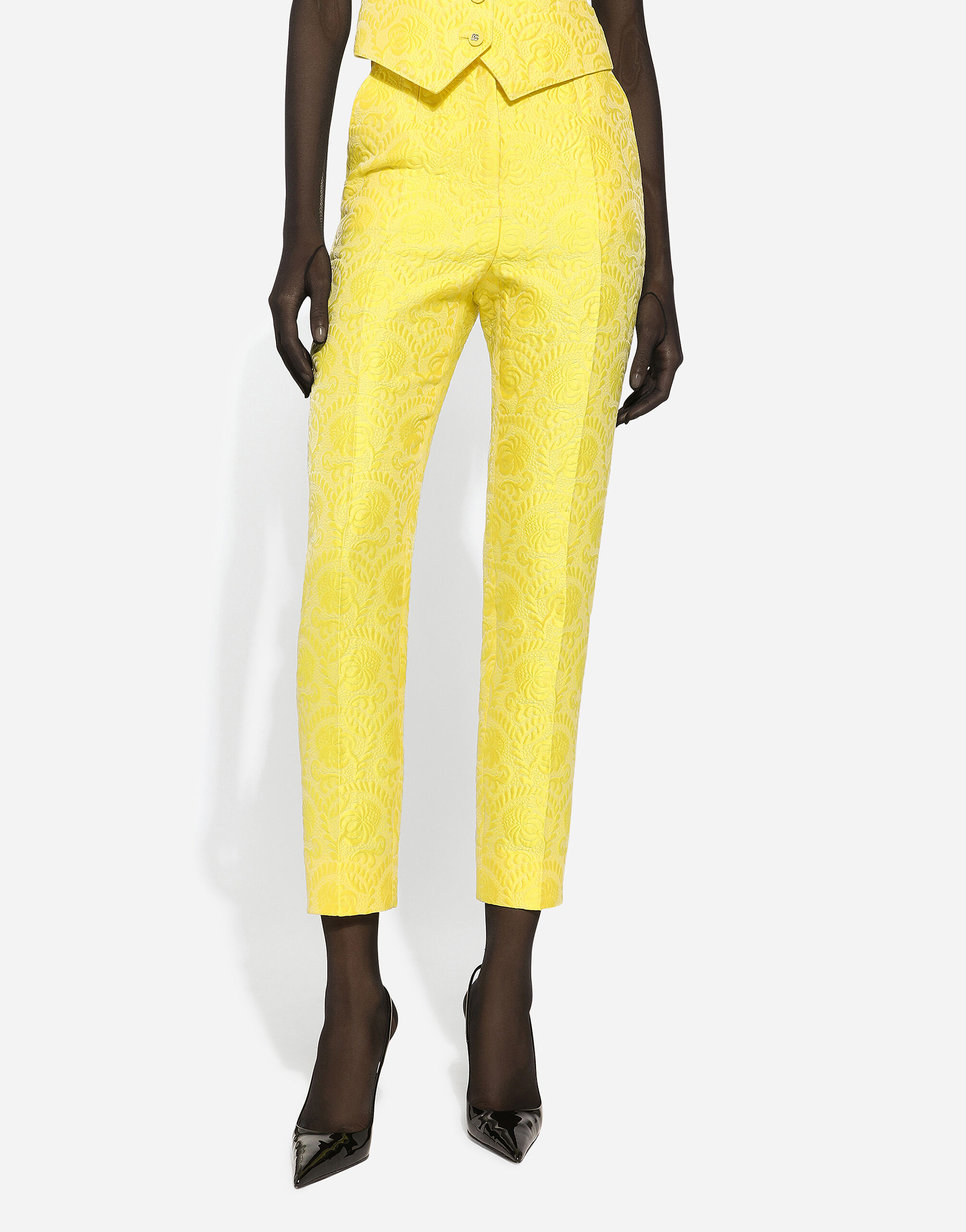 Dolce & Gabbana Tailored floral jacquard pants female Yellow