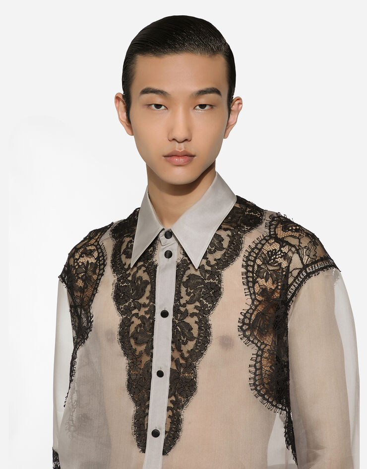 Dolce & Gabbana Silk shirt with embroidery Multicolor G5MK6TGI581