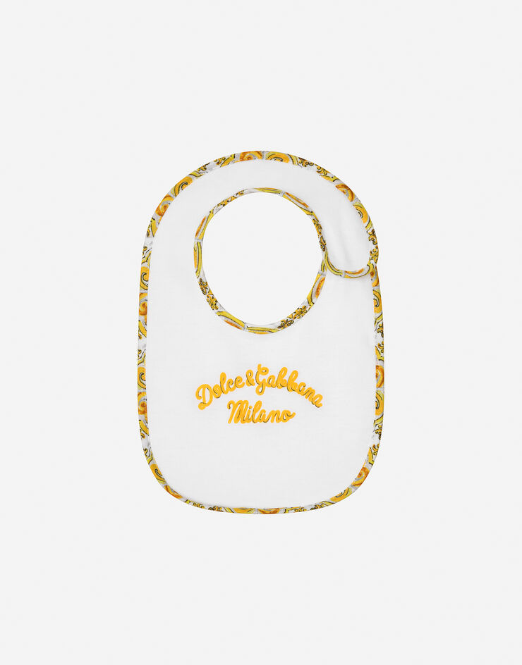 Dolce & Gabbana Geschenkset 3-teilig aus Jersey mit gelbem Majolika-Print Drucken L2JO2VII7DZ