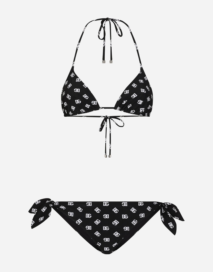 Dolce & Gabbana Padded triangle bikini with DG logo print Print O8A54JON02A