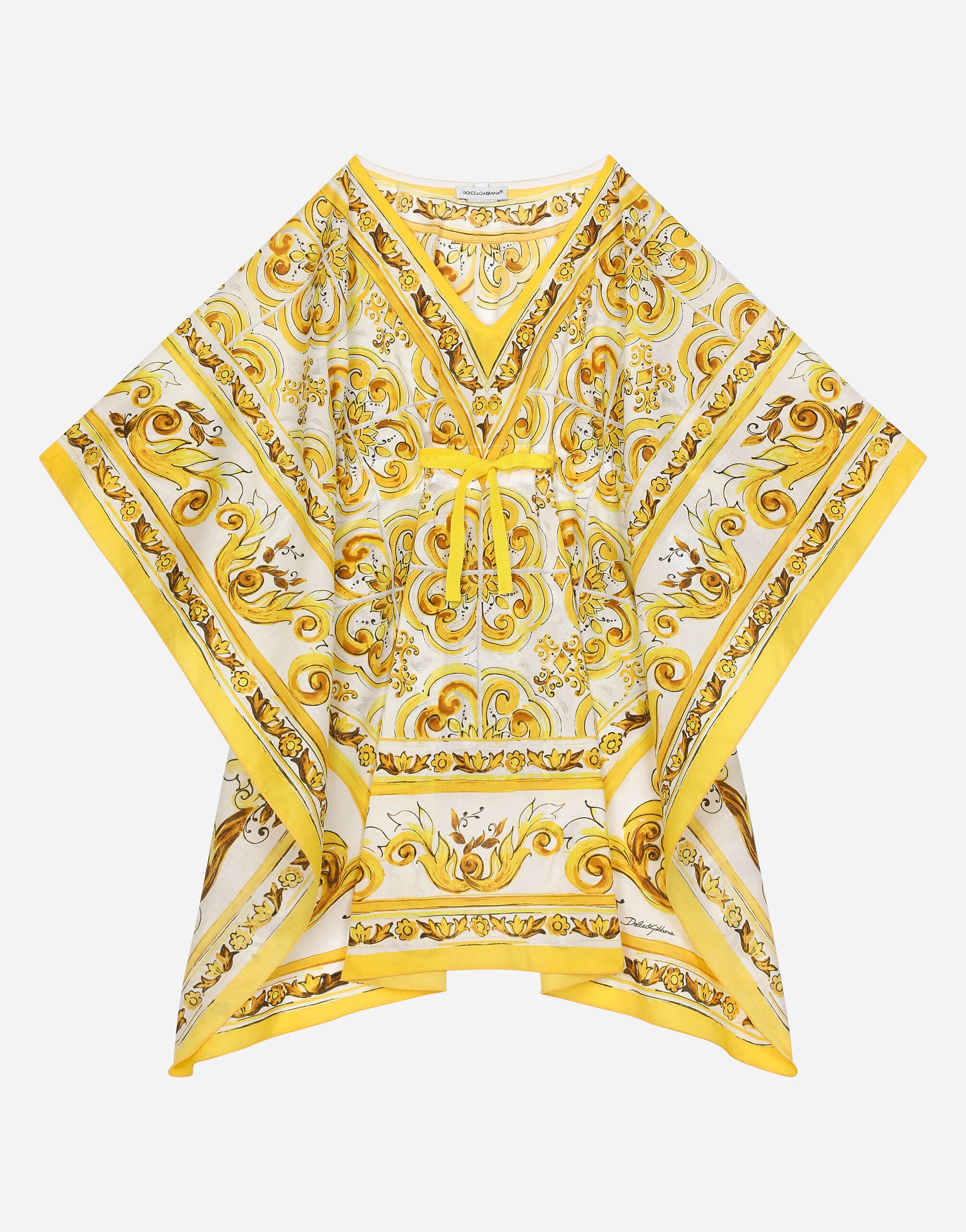 Dolce & Gabbana 黄色马约利卡印花细布长衫 版画 L53DG7G7E9W