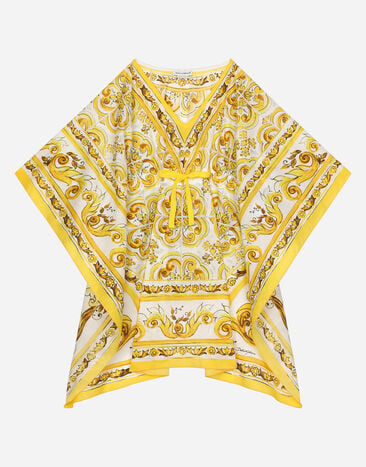 Dolce & Gabbana Туника из батиста с желтым принтом майолики Отпечатки L53DG7G7E9W