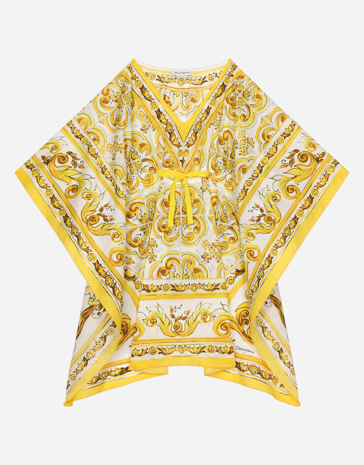 Dolce & Gabbana 옐로 마욜리카 프린트 바티스트 카프탄 인쇄 LB7A14G7J5K