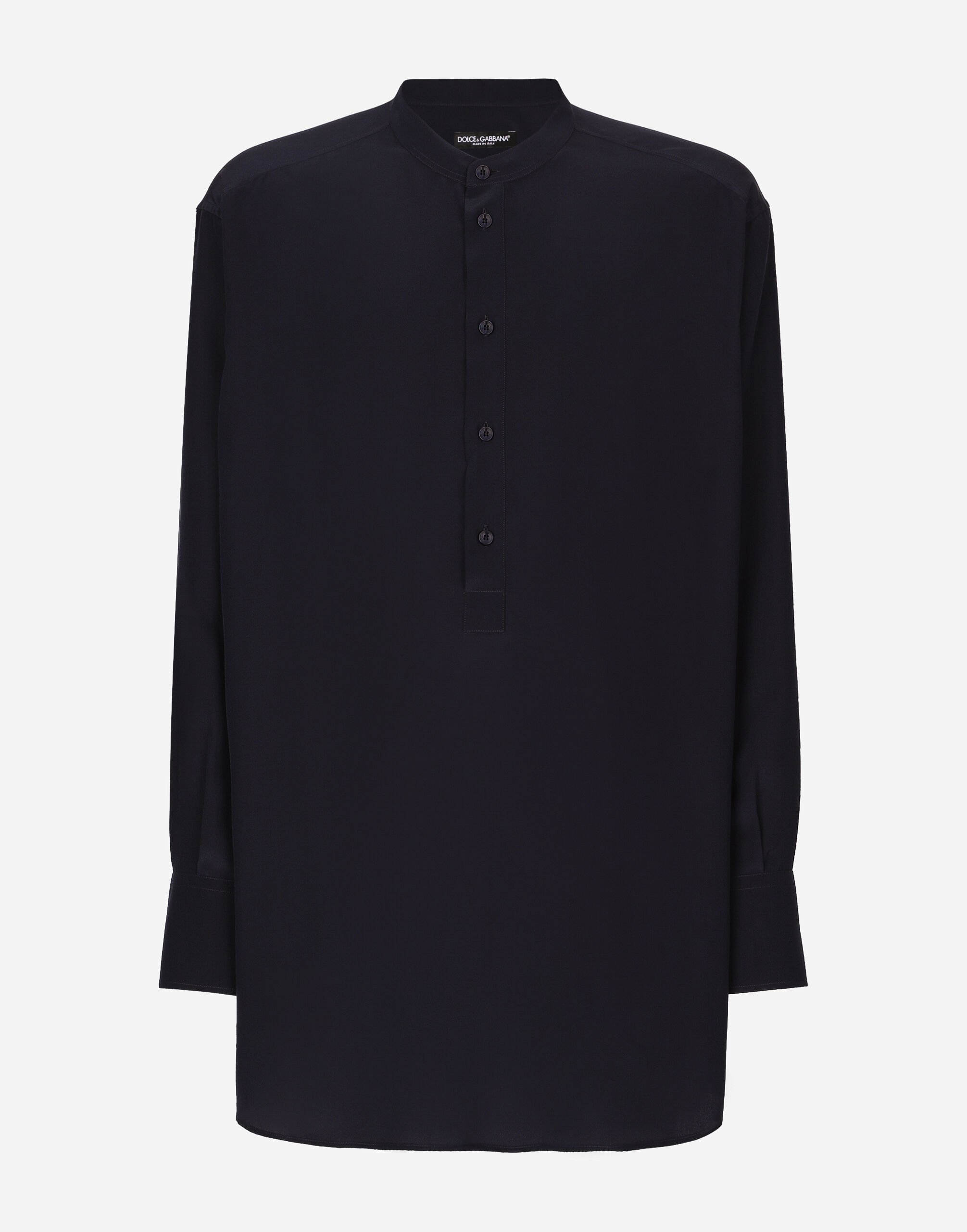 Dolce & Gabbana Camisa de seda con cuello mao Imprima G5JH9THI1S6