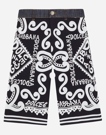 Dolce & Gabbana Бермуды с 5 карманами из денима и вискозы джаванез с принтом в морском стиле Отпечатки L4JQT4II7EF