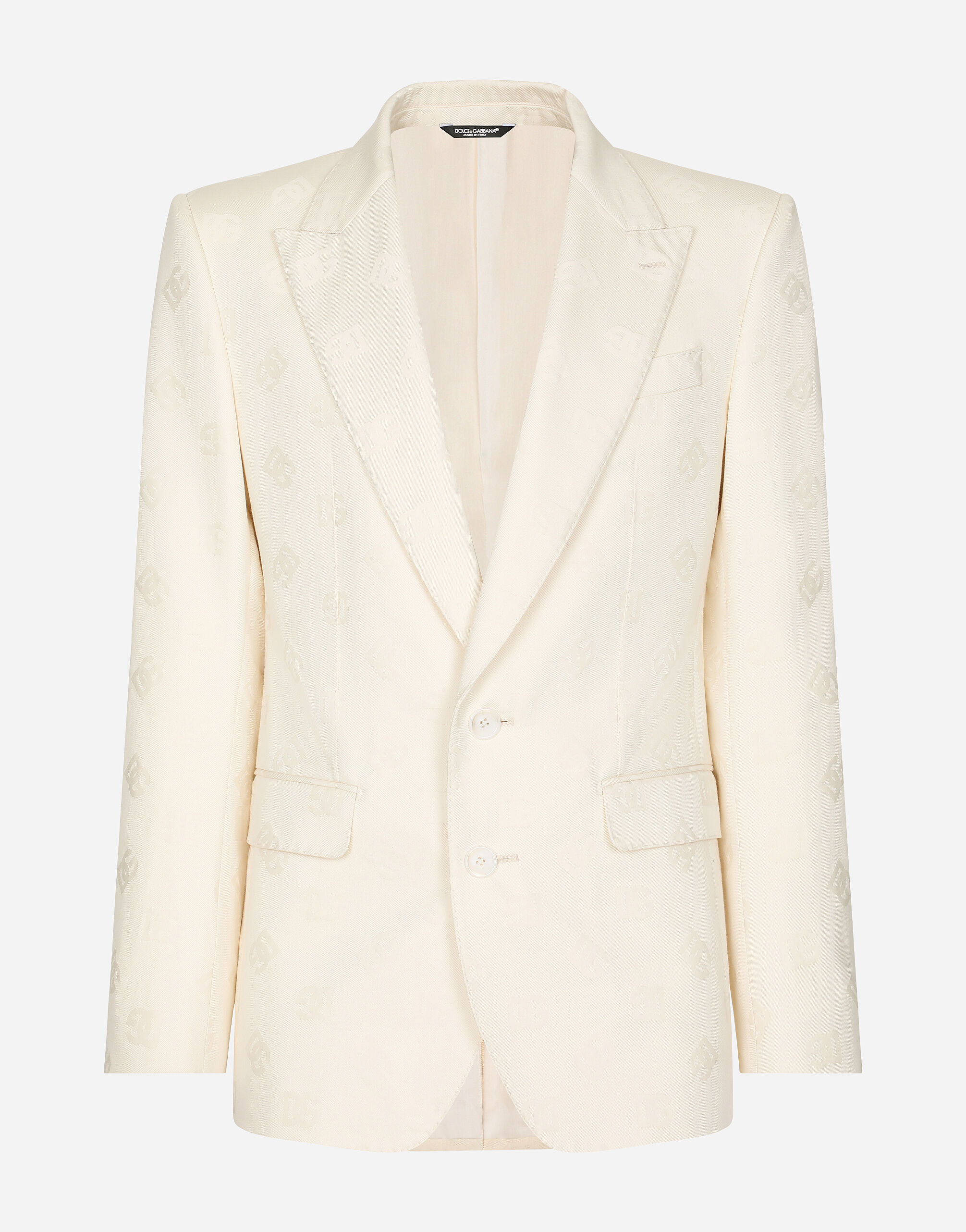 Dolce & Gabbana Single-breasted cotton Sicilia-fit jacket with jacquard DG details Multicolor G2SJ2TFU4KJ