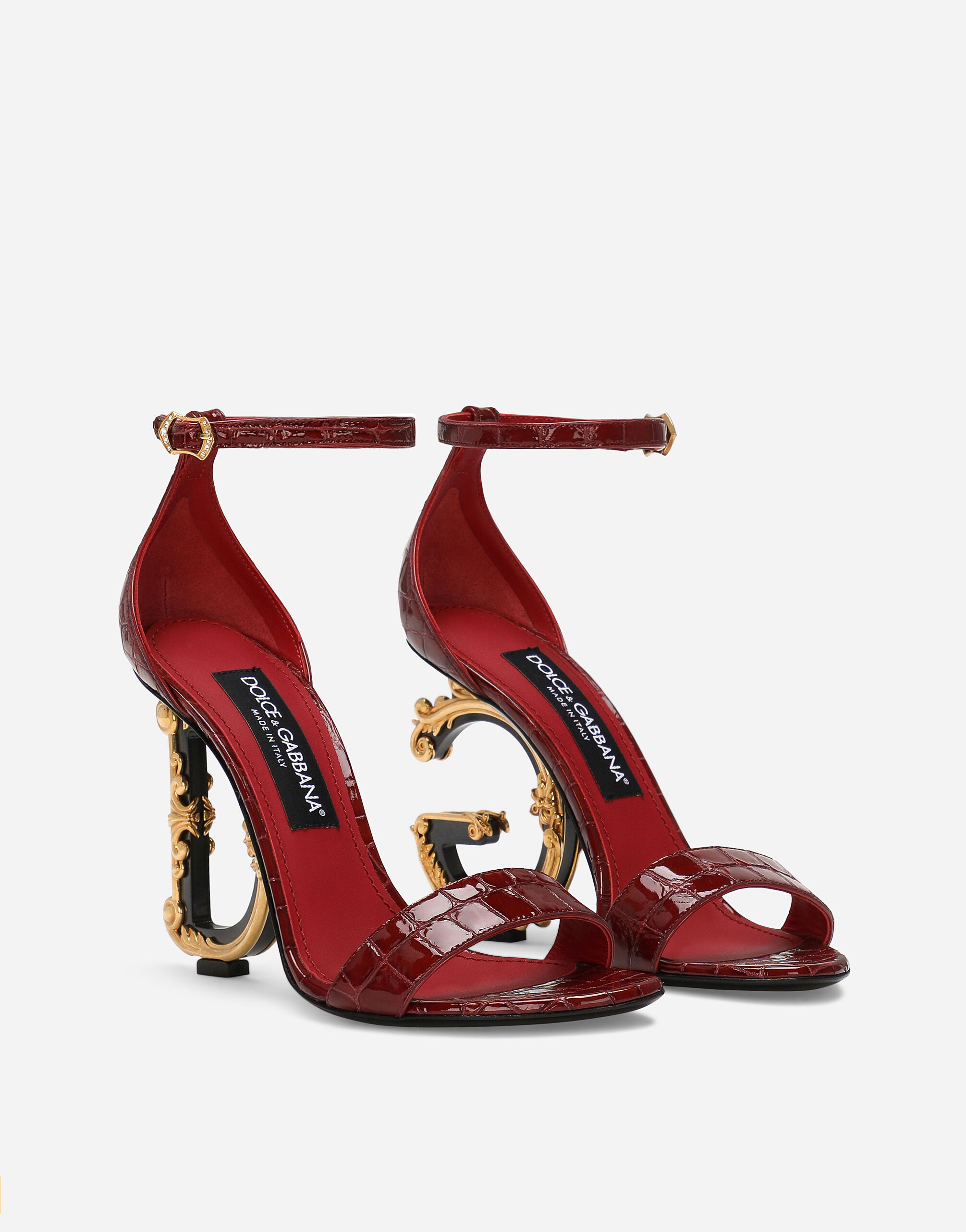 Crocodile-print baroque DG sandals in Red for | Dolce&Gabbana® US