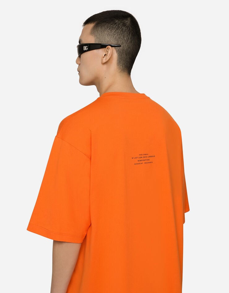 Dolce & Gabbana T-shirt jersey cotone stampa DGVIB3 e logo Arancione G8PB8TG7K3F
