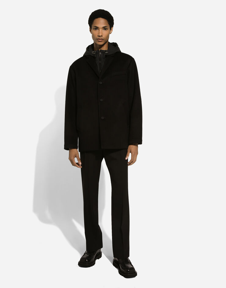 Dolce & Gabbana Single-breasted cashmere jacket with hood Black G2TD2TFU27C
