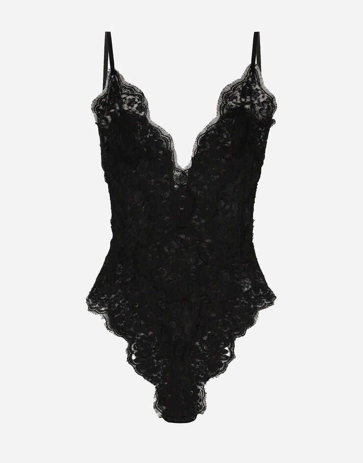 Dolce & Gabbana Body en tulle et dentelle de Chantilly Noir O9C47TONL10