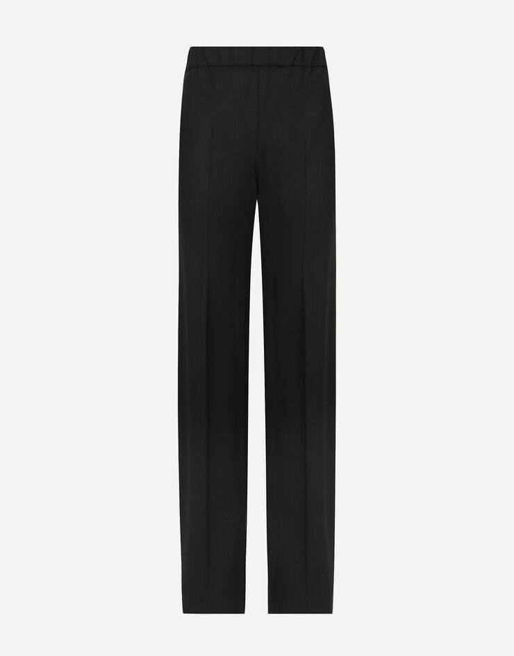 Dolce & Gabbana Pantalon patte d’éph en sergé de laine stretch Noir FTC51TFUBGC