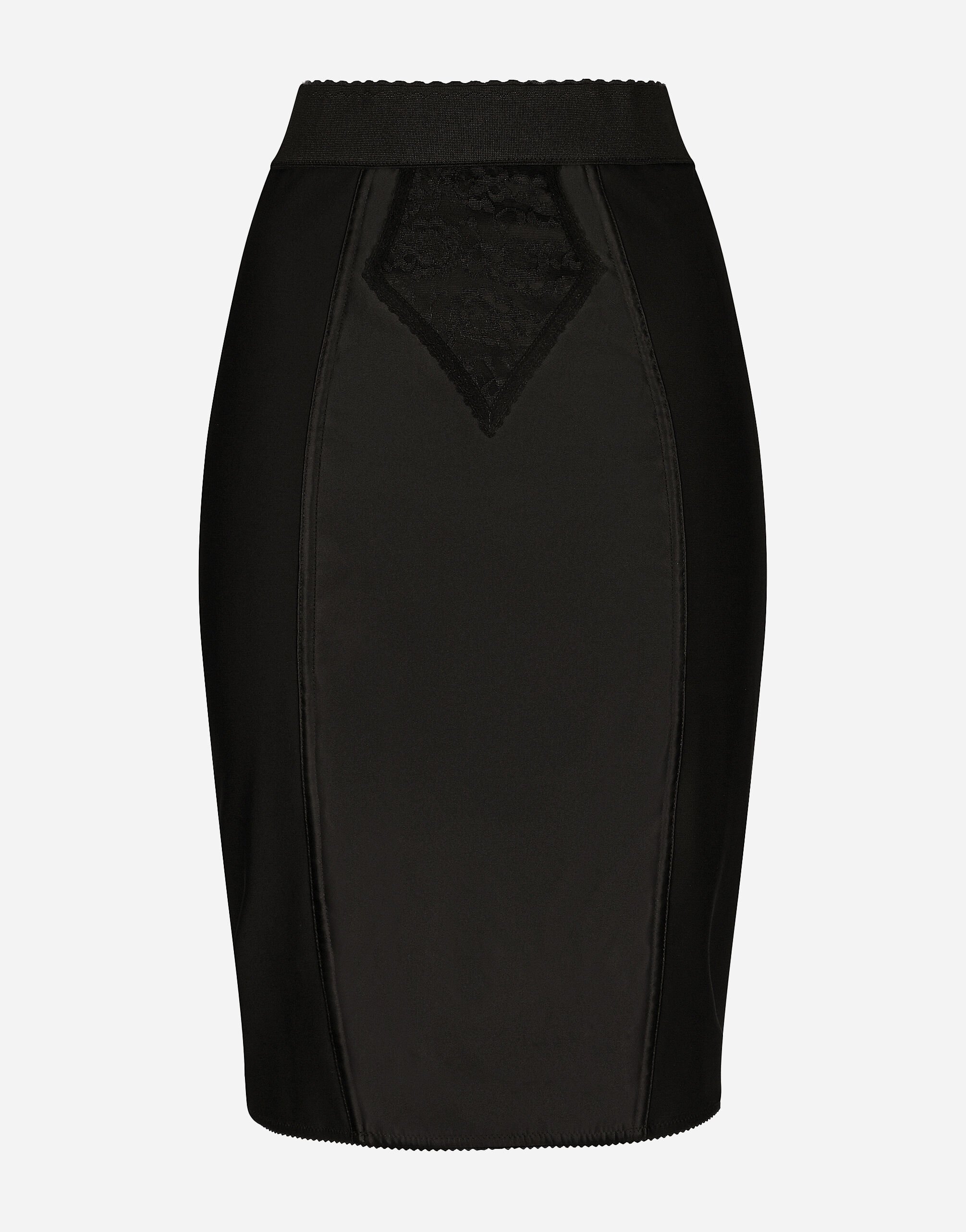 Dolce & Gabbana Jupe mi-longue en satin et powernet Noir BB6002AI413