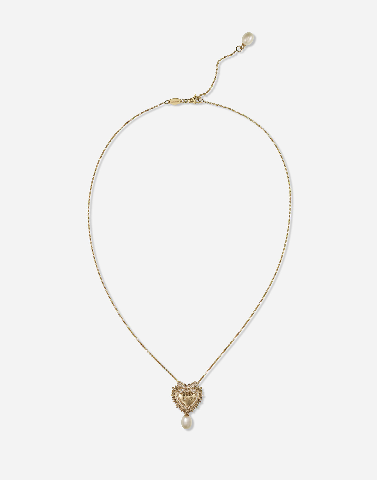 ${brand} Devotion necklace in yellow gold with diamonds and pearls ${colorDescription} ${masterID}